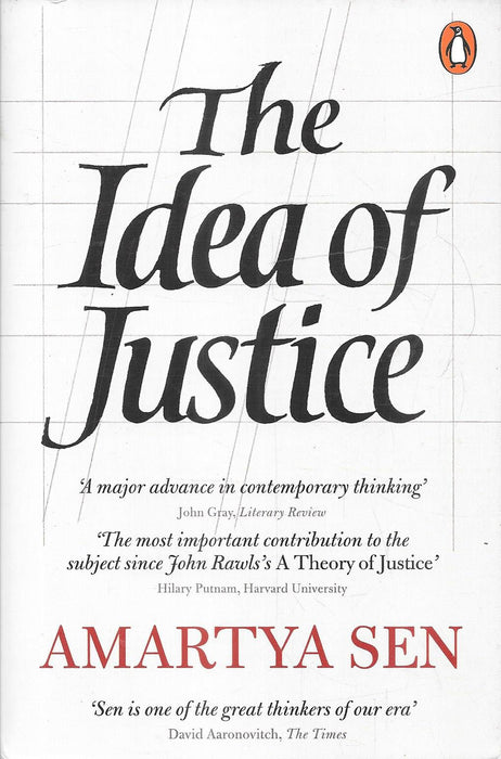 The Idea of Justice by Amartya Sen, Penguin paperback edition on jurisprudence, justice and political philosophy, ISBN 9780141037851
