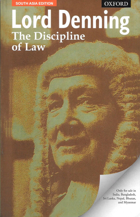 The Discipline of Law by Lord Denning Oxford University Press South Asia edition book cover featuring classic jurisprudence text on judicial reasoning legal philosophy and evolution of law for students and lawyers.