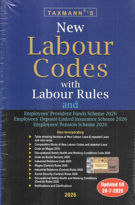 Taxmann New Labour Codes with Labour Rules 2026 updated till 20 July 2026 with 2026 Central Labour Rules and EPF, EDLI and EPS Schemes