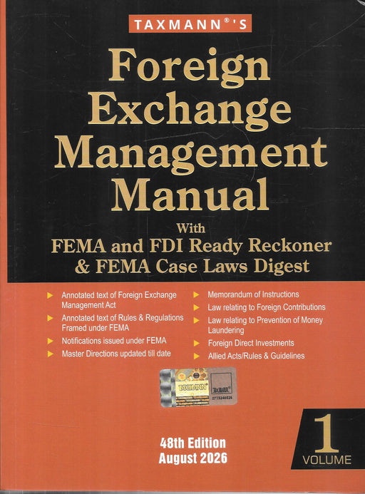 Taxmann Foreign Exchange Management Manual with FEMA and FDI Ready Reckoner and FEMA Case Laws Digest 48th Edition August 2026 two volume set