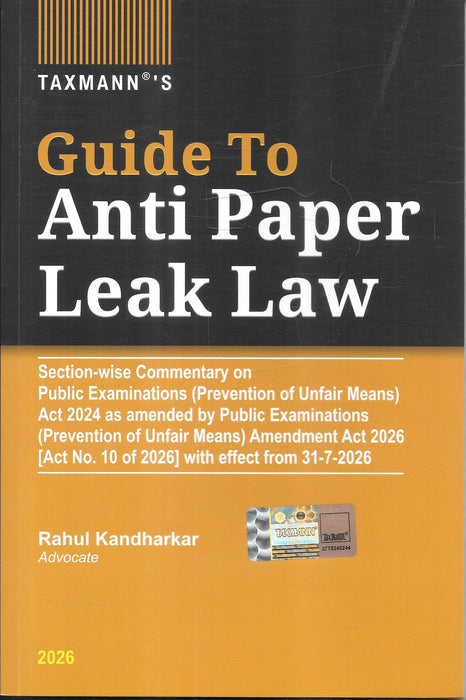 Cover of Taxmann's Guide to Anti Paper Leak Law (2026 Edition) by Rahul Kandharkar.