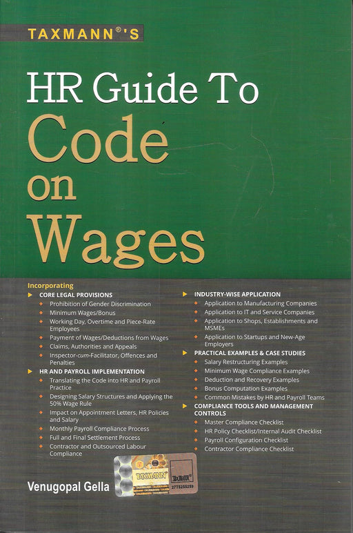 HR Guide to Code on Wages 2026 Edition by CA Venugopal Gella, published by Taxmann.