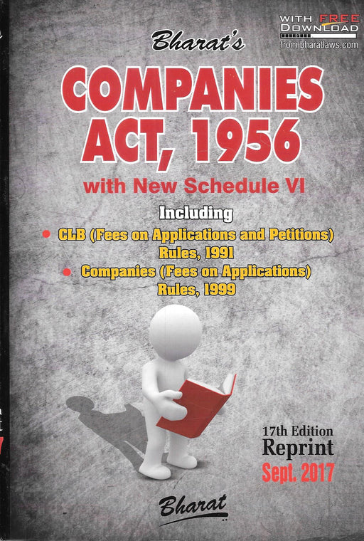 Cover of Bharat’s Companies Act 1956 with New Schedule VI, 17th Edition Reprint September 2017, priced at ₹750, a key reference for lawyers, CAs, and corporate professionals.