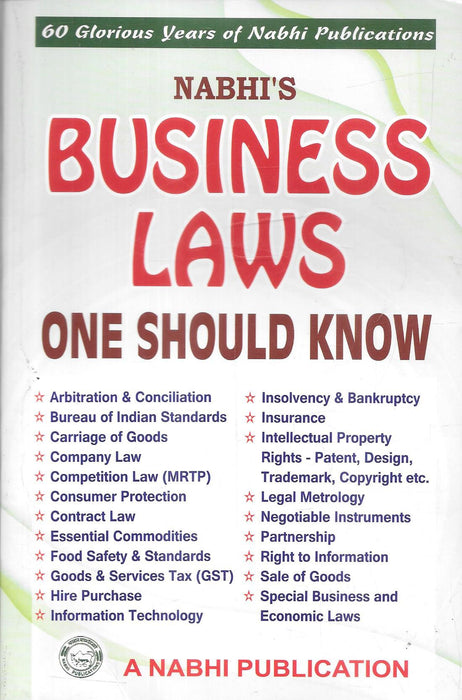 Business Laws One Should Know by Nabhi Publications comprehensive guide covering company law GST insolvency consumer protection intellectual property and commercial laws