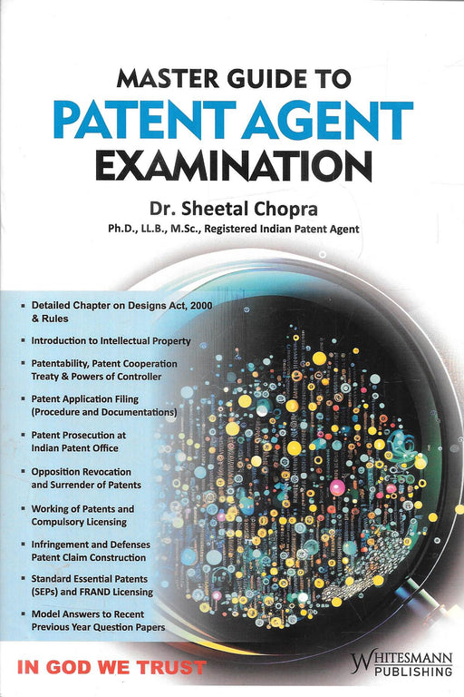 Cover of Master Guide to Patent Agent Examination by Dr. Sheetal Chopra, published by Whitesmann Publishing.