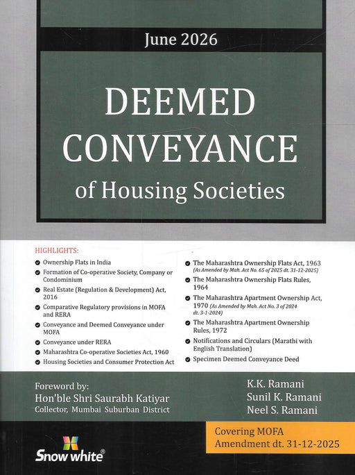 Deemed Conveyance of Housing Societies June 2026 edition by K K Ramani covering MOFA, RERA and housing society laws