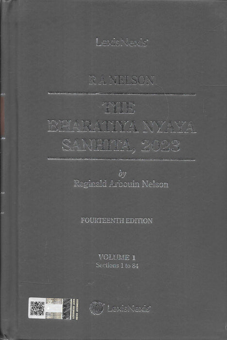 Four-volume set of Bharatiya Nyaya Sanhita 2023 by R.A. Nelson, published by LexisNexis, showing section-wise division across volumes. A detailed legal commentary essential for lawyers adapting to India’s new criminal law. (Approx. 40 words)