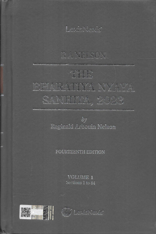 Four-volume set of Bharatiya Nyaya Sanhita 2023 by R.A. Nelson, published by LexisNexis, showing section-wise division across volumes. A detailed legal commentary essential for lawyers adapting to India’s new criminal law. (Approx. 40 words)