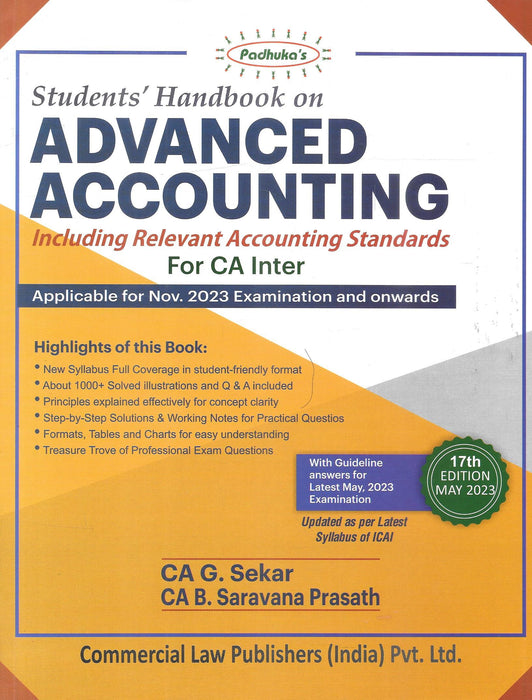 Students Handbook On Advanced Accounting Including Relevant Accounting Standards For CA Inter