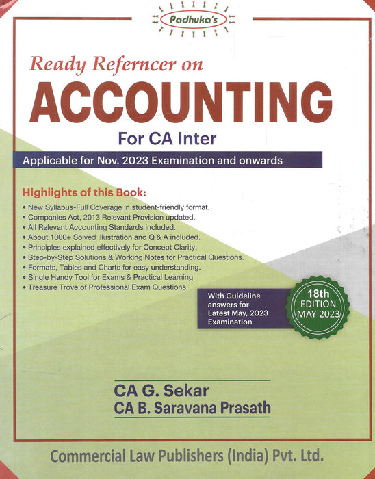 Ready Referncer On Accounting For CA Inter