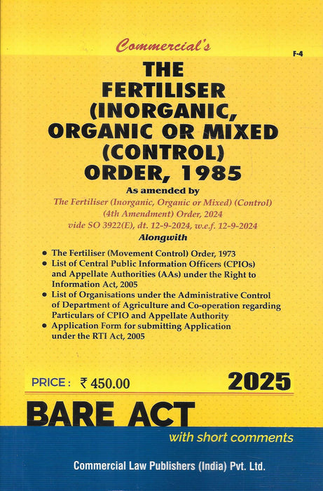 The Fertiliser (Inorganic, Organic or Mixed Control) Order, 1985