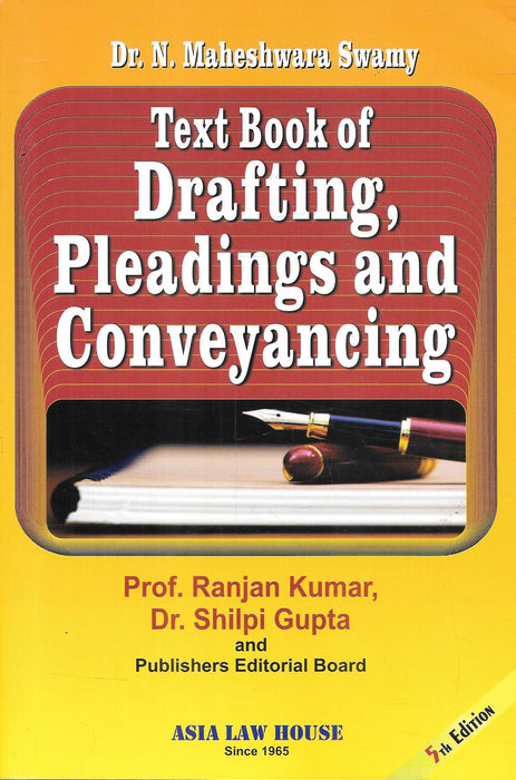 Cover image of Text Book of Drafting Pleadings and Conveyancing by Dr N Maheshwara Swamy published by Asia Law House a practical guide for legal drafting civil pleadings conveyancing formats for lawyers and law students