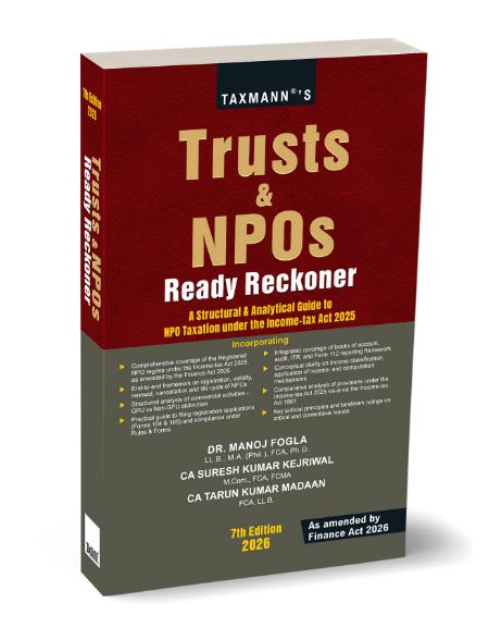 Taxmann Trusts and NPOs Ready Reckoner guide to NPO taxation under Income Tax Act 2025