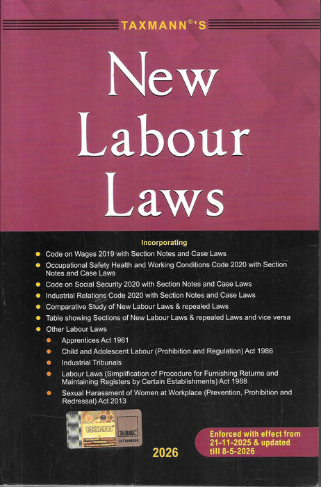 Taxmann New Labour Laws 2026 updated labour codes and case laws book