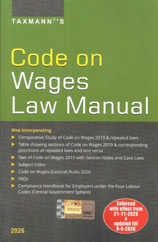 Taxmann Code on Wages Law Manual 2026 book cover with labour law compliance features