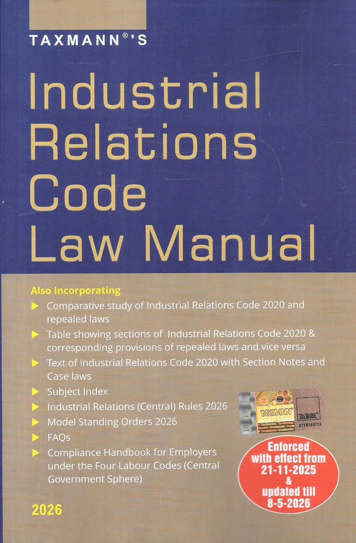 Taxmann Industrial Relations Code Law Manual 2026 legal reference book cover