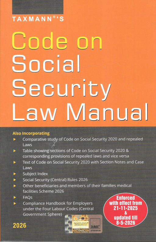 Taxmann Code on Social Security Law Manual 2026 legal reference book cover