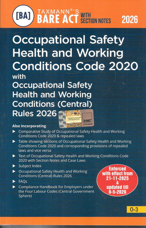 Taxmann Occupational Safety Health and Working Conditions Code 2020 with Central Rules 2026 Bare Act cover image