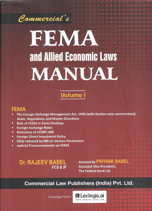 FEMA and Allied Economic Laws Manual 2026 two-volume set by Dr. Rajeev Babel published by Commercial Law Publishers.
