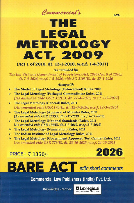 The Legal Metrology Act 2009 Bare Act 2026 with Rules and Regulations by Commercial Law Publishers