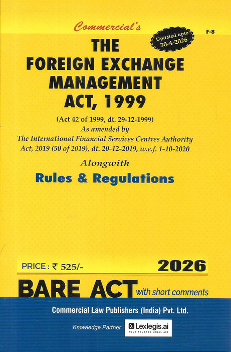 Foreign Exchange Management Act 1999 FEMA Bare Act 2026 with Rules and Regulations by Commercial Law Publishers