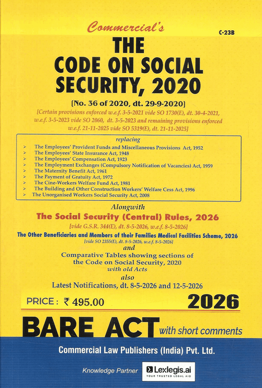 Commercial Labour Codes Bare Act Combo 2026 | Code on Wages, Industrial Relations, Social Security & OSHWC Codes