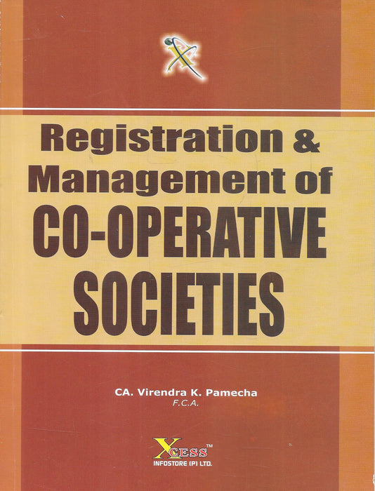 Cover image of Registration and Management of Co Operative Societies by CA Virendra Pamecha showing legal reference book focused on cooperative housing society laws governance compliance and management guidance for lawyers consultants and society office bearers in India.