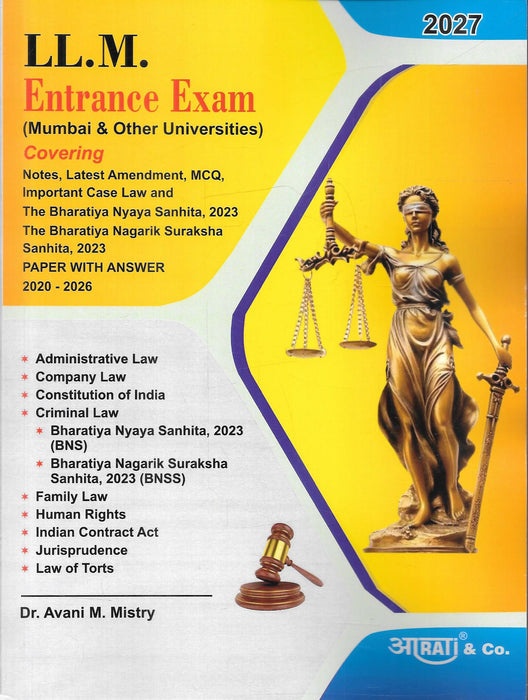 Cover of LL.M. Entrance Exam 2027 by Dr. Avani M. Mistry for Mumbai and other universities.