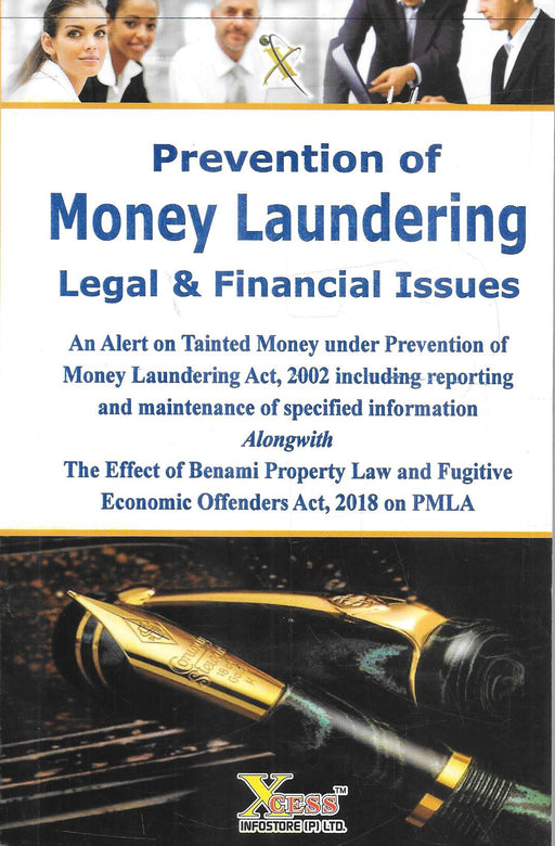 Cover image of Prevention of Money Laundering Legal and Financial Issues book highlighting PMLA compliance reporting obligations benami property law fugitive offenders act and financial crime framework in India useful for lawyers chartered accountants and compliance professionals.