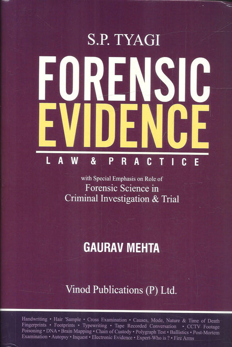 Cover of Forensic Evidence: Law & Practice by S.P. Tyagi and Gaurav Mehta, published by Vinod Publications.