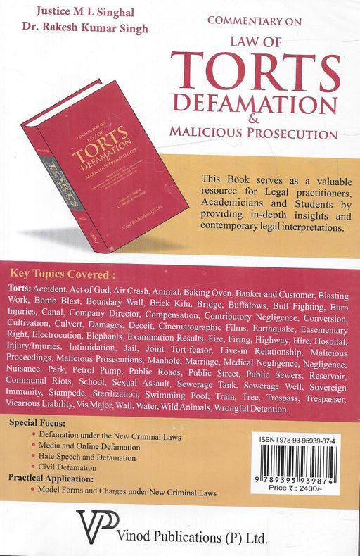 Commentary on Law of Torts, Defamation and Malicious Prosecution