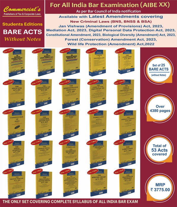 AIBE Bare Acts 25 Books with Free MCQs Guide