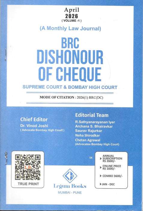 BRC Dishonour of Cheque - Annual Subscription 2026
