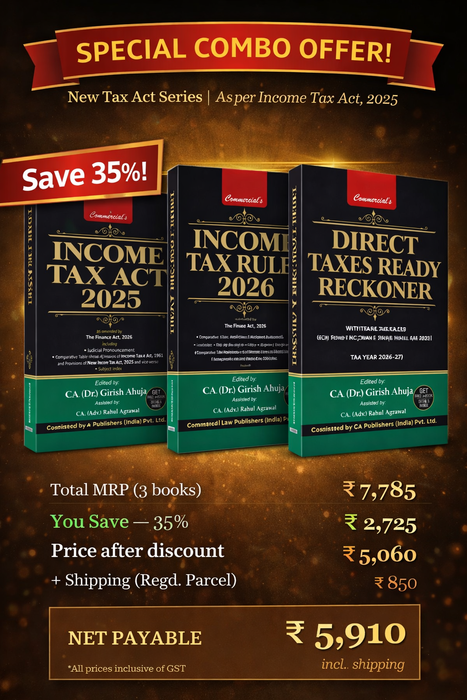 Income Tax Act 2025 Combo by Girish Ahuja including Rules 2026 and Ready Reckoner a complete tax transition set for professionals covering new tax regime compliance and planning.