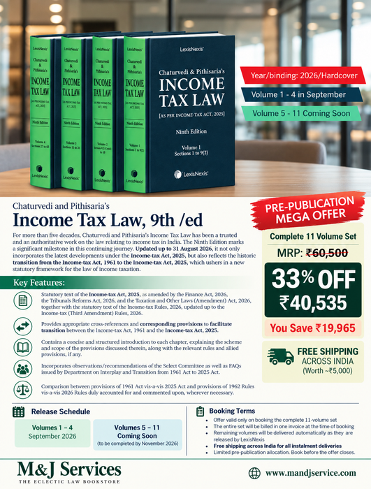 Chaturvedi & Pithisaria's Income Tax Law, Ninth Edition (2026), complete 11-volume hardcover set published by LexisNexis.