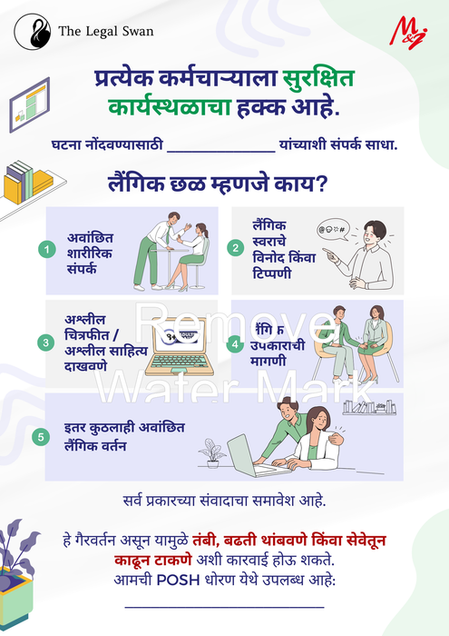 POSH Awareness Poster – Right to a Safe Workplace - Unframed - A3 size