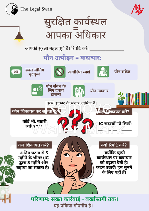 POSH Awareness Poster – Safe Workplace Equals Your Right - Unframed A3 Size