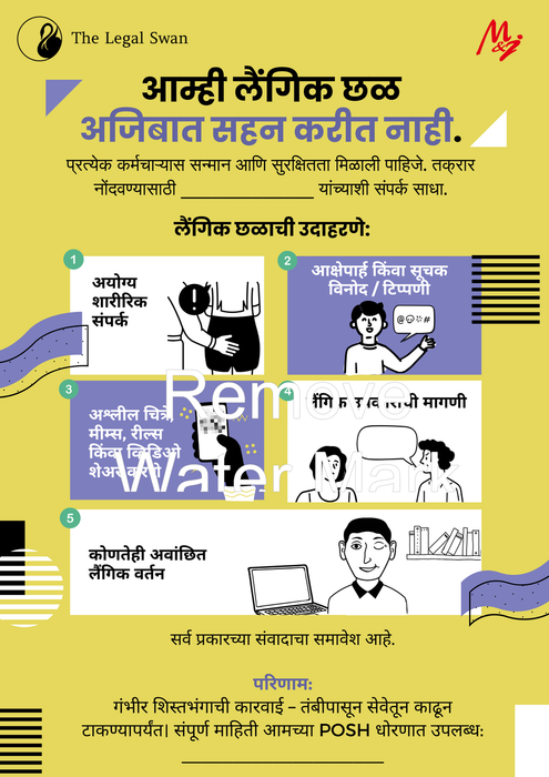 POSH Awareness Poster – We Do Not Tolerate Sexual Harassment - Unframed A3 Size Poster