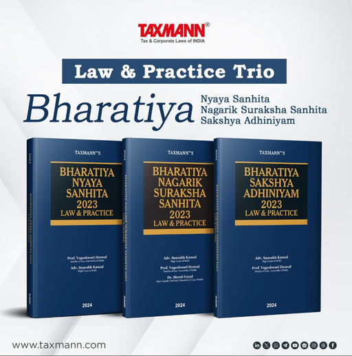 Law and Practice Series – Bharatiya Nyaya Sanhita (BNS) | Bharatiya Nagarik Suraksha Sanhita (BNSS) | Bharatiya Sakshya Adhiniyam (BSA) | Set of 3 Books
