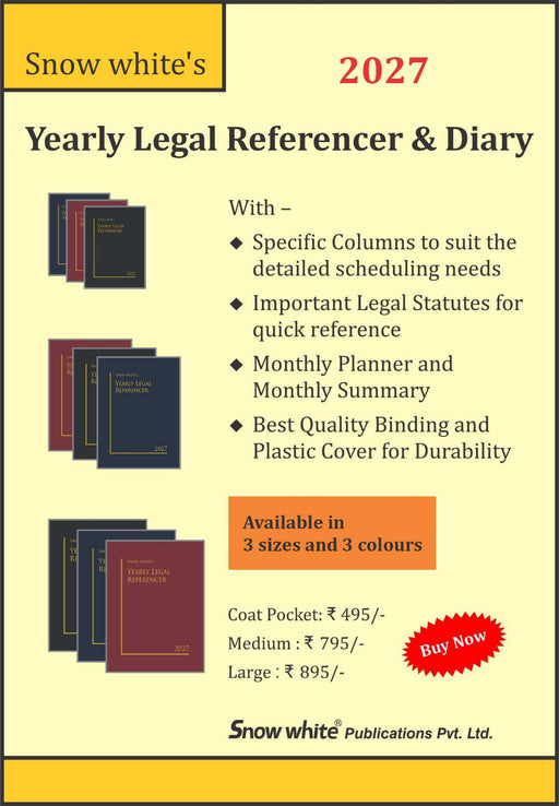 Snow White’s Yearly Legal Referencer & Diary 2027, available in Coat Pocket, Medium and Large sizes and three colours.