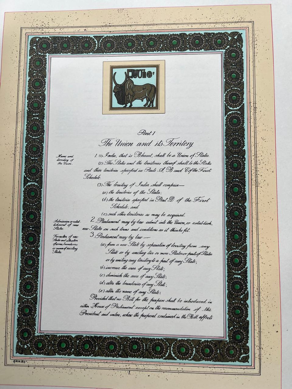 Constitution of India Calligraphic Illuminated Collector Edition – M&J ...