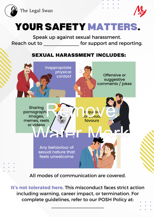 POSH Awareness Poster – Your Safety Matters - Unframed A3 size Posters