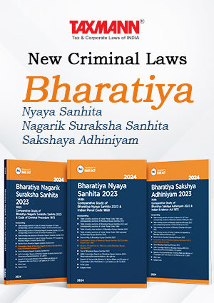 Taxmann's New Criminal Laws Combo – Bharatiya Nyaya Sanhita 2023 (BNS) | Bharatiya Nagarik Suraksha Sanhita 2023 (BNSS) | Bharatiya Sakshaya Adhiniyam 2023 (BSA) | Set of 3 Books