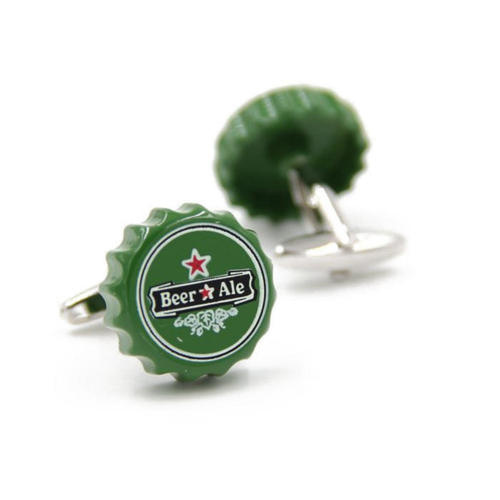 Beer Ale Green Bottle Cap Cufflinks