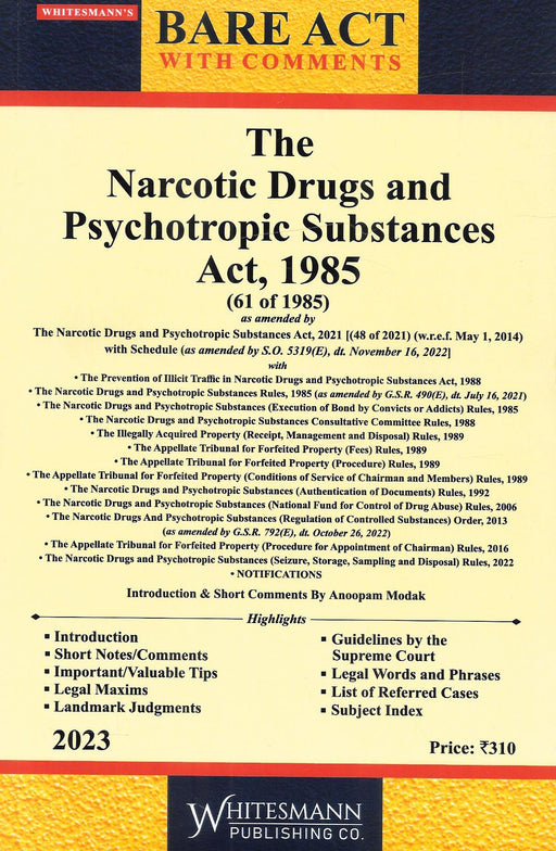 The Narcotic Drugs and Psychotropic Substances Act , 1985 (Bare Act)