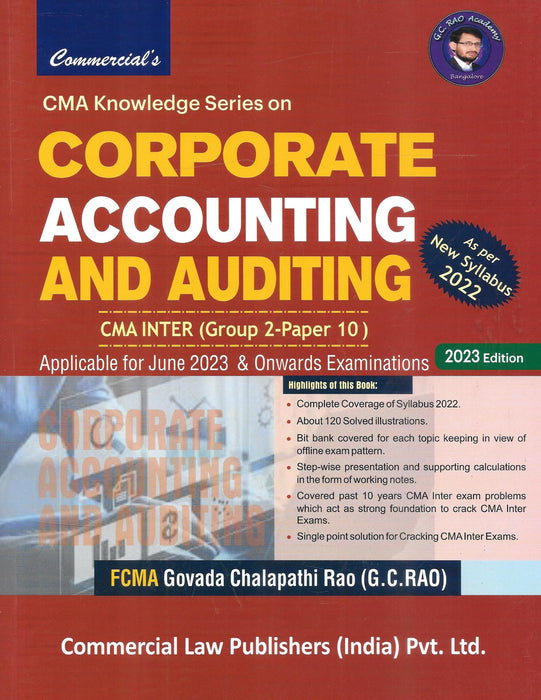 CORPORATE ACCOUNTING AND AUDITING - CMA Inter (Group2-Paper10)