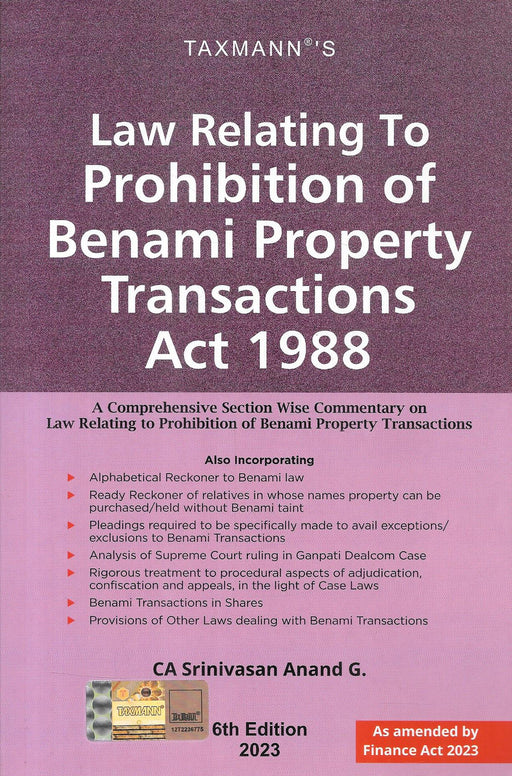 Law Relating To Prohibition Of BenamI Property Transactions Act 1988