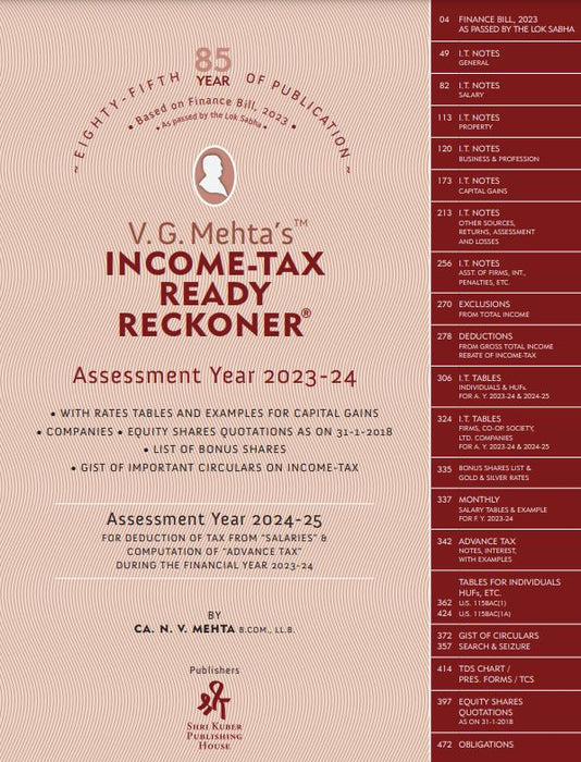 V. G. Mehta’s - Income-Tax Ready Reckoner - FY 2023-24