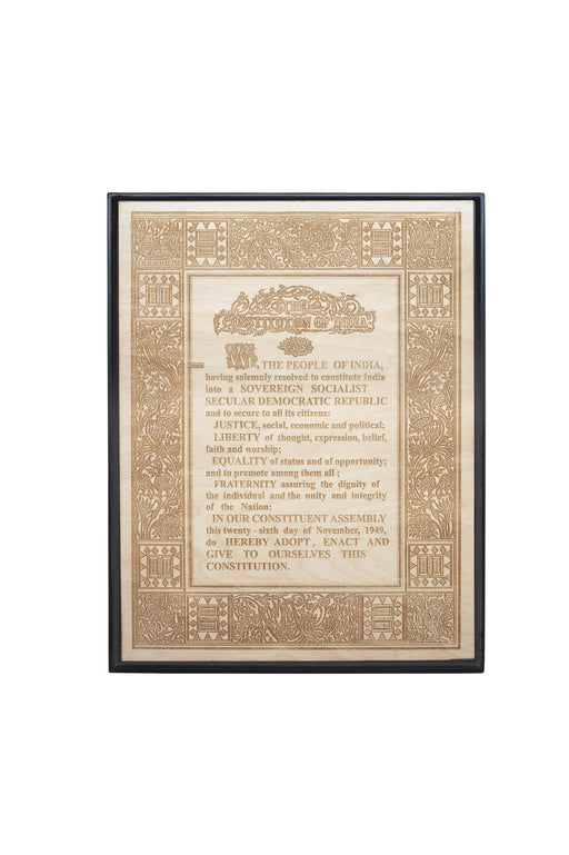 Preamble to the Constitution of India - Wooden plaque - 29.7 x 42.0cms