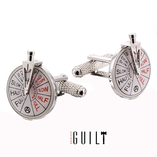 Ship Telegraph With Handle - Rhodium Cufflinks